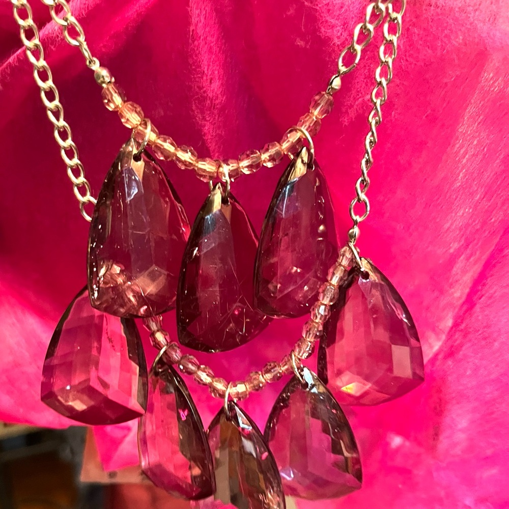 Rue21 black faceted double layer Teardrop Necklace - Picture 2 of 11